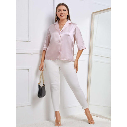 Lapel Neck Elegant Satin Top - Wnkrs