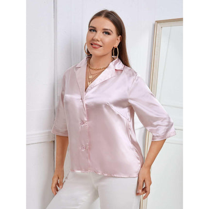 Lapel Neck Elegant Satin Top - Wnkrs