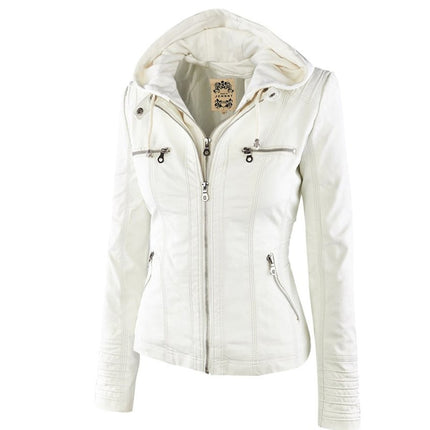 Women's Eco-Leather Hooded Biker Jacket - Wnkrs