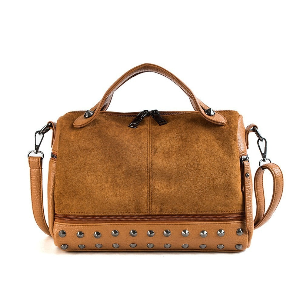 Compact Riveted Top-Handle Bag