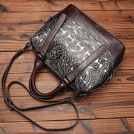 Vintage Genuine Leather Floral Handbang - Wnkrs