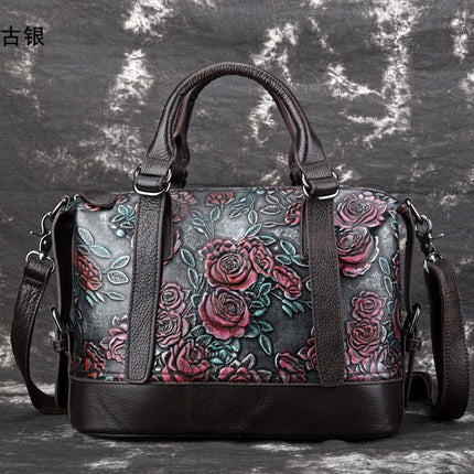 Vintage Genuine Leather Floral Handbang - Wnkrs