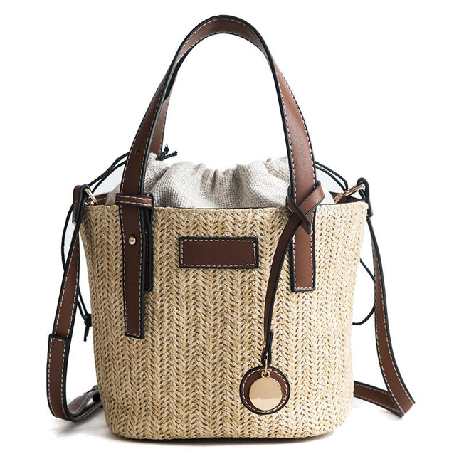 Compact Fashion Straw Bucket Bag - Wnkrs