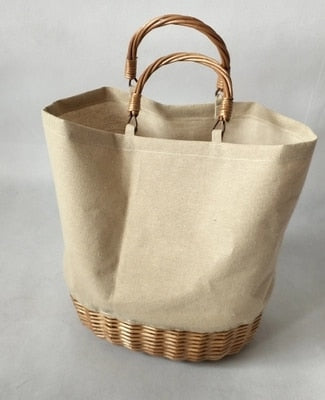 Rattan Bucket Handbag With Wicker Strap - Wnkrs