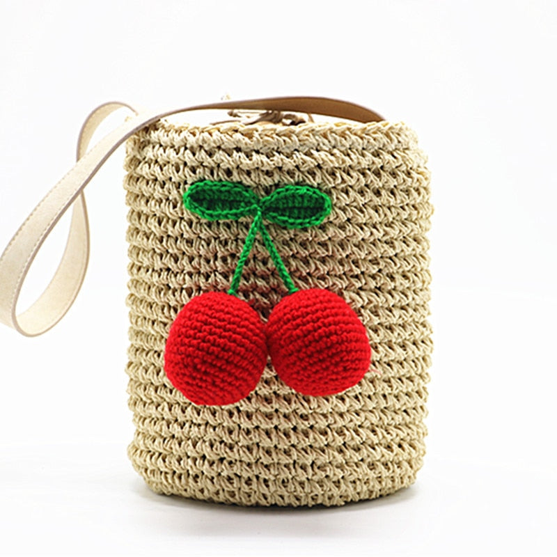 Cute Summer Boho Cylinder Shaped Straw Handbag