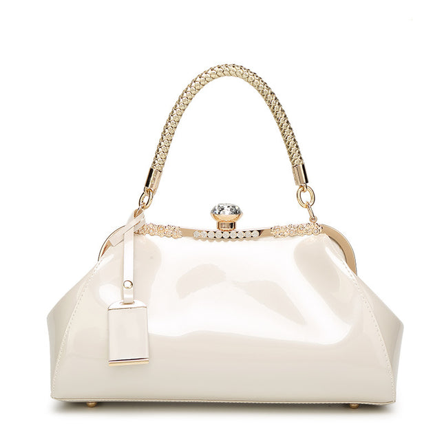 Fashion Patent Leather Bag with Diamonds - Wnkrs