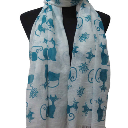 Women's Cat Printed Long Scarf - wnkrs