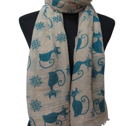 Women's Cat Printed Long Scarf - wnkrs