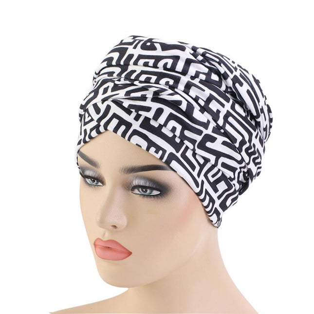 African Ornament Printed Women's Turban Head Scarf - wnkrs