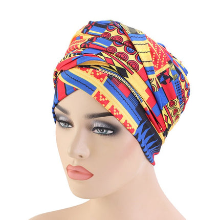 African Ornament Printed Women's Turban Head Scarf - wnkrs