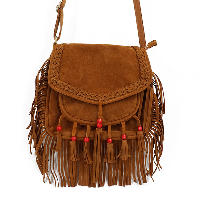 Boho Style Suede Fringe Crossbody Women's Bag - Wnkrs