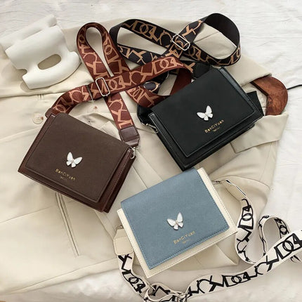 Women's Crossbody Bag with Butterfly Decoration - Wnkrs