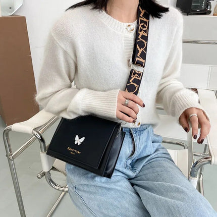 Women's Crossbody Bag with Butterfly Decoration - Wnkrs