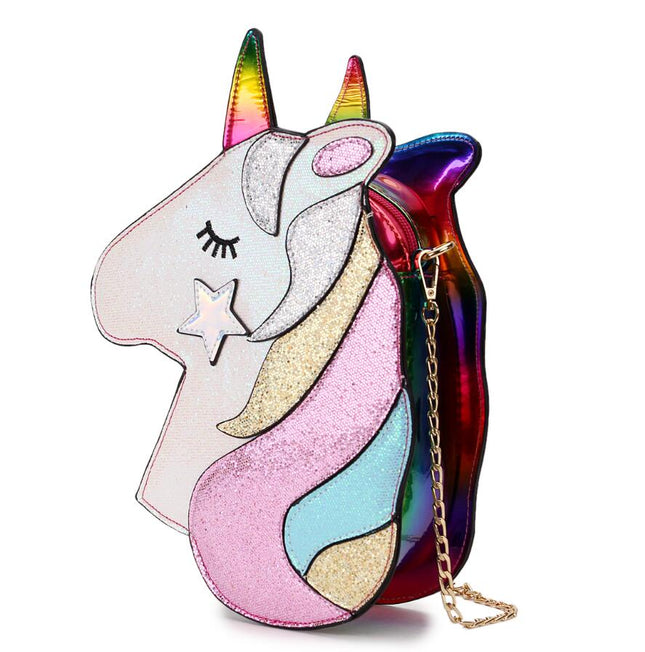 Sequined Unicorn Design Mini Crossbody Bag - Wnkrs