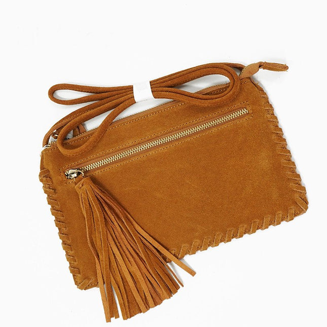 Cute Boho Tasseled Genuine Leather Crossbody Bag - Wnkrs