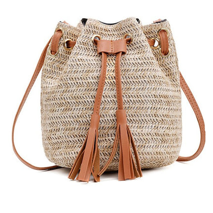Women's Boho Straw Bucket Bag - Wnkrs