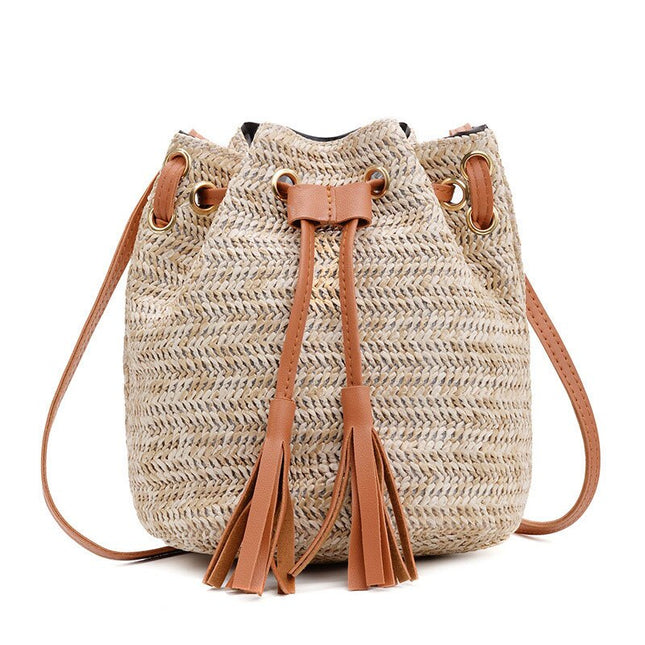 Women's Boho Straw Bucket Bag - Wnkrs