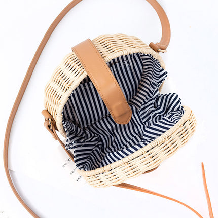 Women's Round Woven Straw Bag - Wnkrs