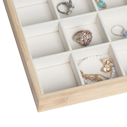 24-Grid Bamboo Jewelry Storage Organizer - wnkrs