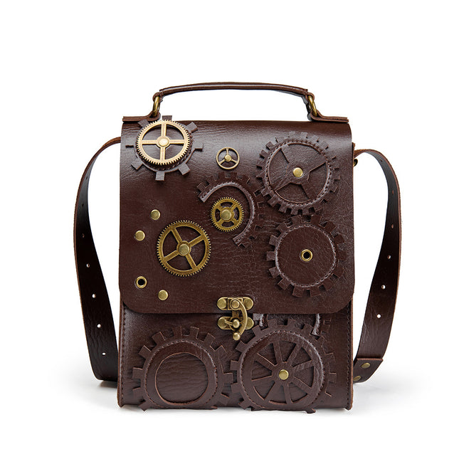 Steampunk Gear Decorated Messenger Bag - Wnkrs