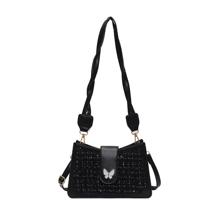 Retro Woolen Butterfly Sequined Crossbody Bag for Women - Wnkrs