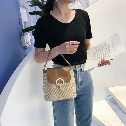 Casual Straw Bucket Bag for Women - Wnkrs