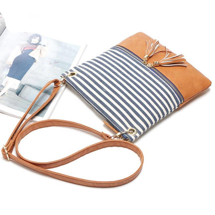 Women's Patchwork Striped Shoulder Bag - Wnkrs