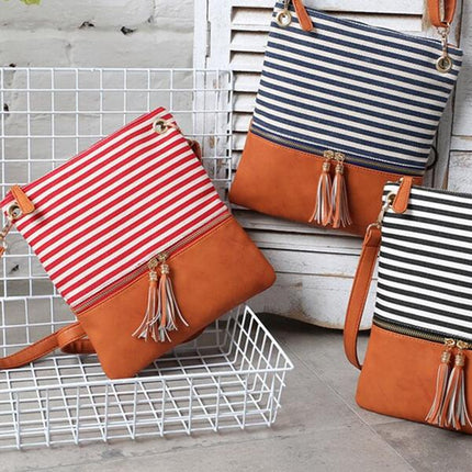 Women's Patchwork Striped Shoulder Bag - Wnkrs