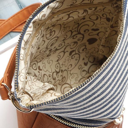 Women's Patchwork Striped Shoulder Bag - Wnkrs