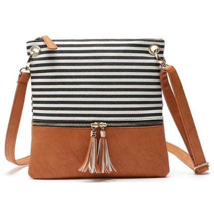 Women's Patchwork Striped Shoulder Bag - Wnkrs