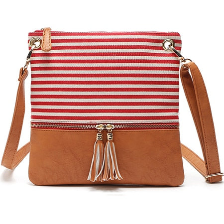 Women's Patchwork Striped Shoulder Bag - Wnkrs