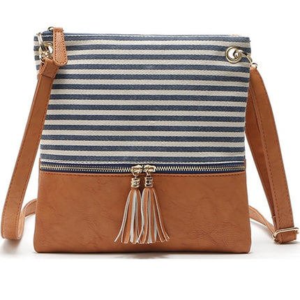 Women's Patchwork Striped Shoulder Bag - Wnkrs