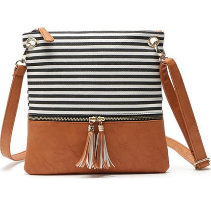 Women's Patchwork Striped Shoulder Bag - Wnkrs