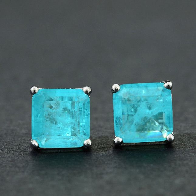 Women's Paraiba Tourmaline 925 Sterling Silver Stud Earrings - wnkrs