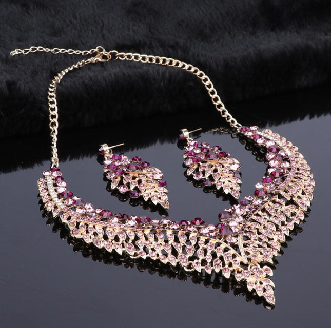 Luxurious Crystal Leaf Shaped Jewelry Set for Women - Wnkrs