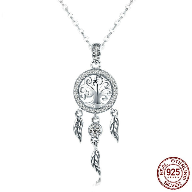 Women's Boho Dream Catcher Shaped Pendant Necklace - wnkrs