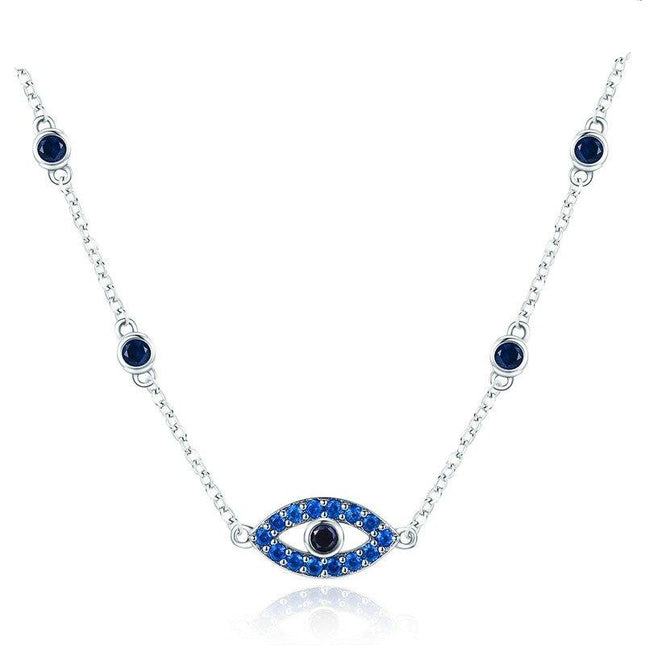 925 Sterling Silver Lucky Eye Blue Necklace - wnkrs