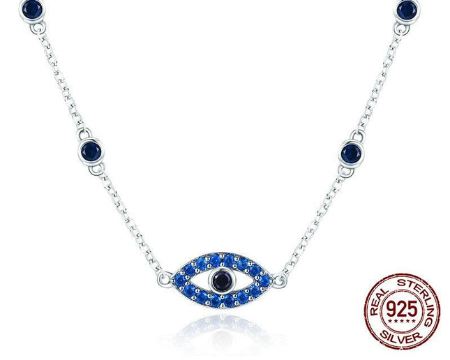 925 Sterling Silver Lucky Eye Blue Necklace - wnkrs