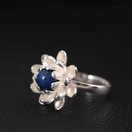 Fashion Romantic Lotus Shaped Adjustable Silver Women's Ring - Wnkrs