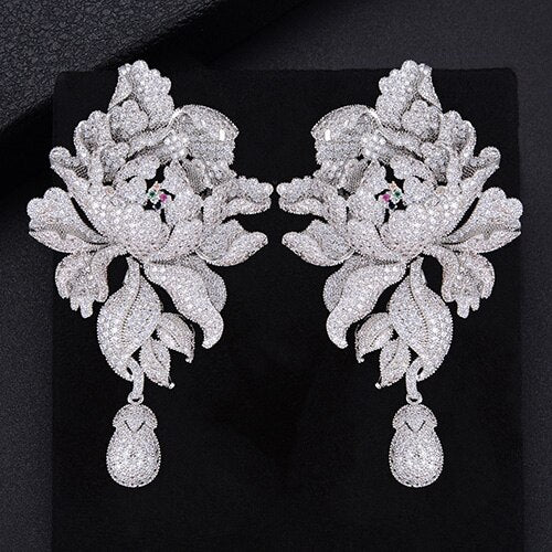 Luxury Peony Flower Wedding Earrings - Wnkrs