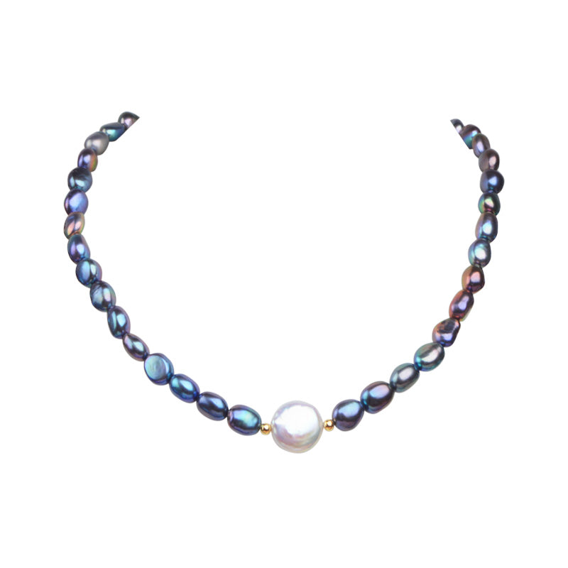 Black Natural Freshwater Pearl Choker Necklace for Women