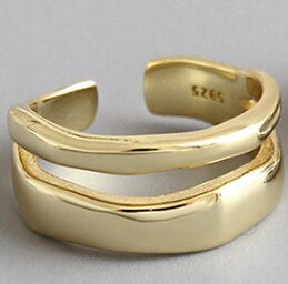 Double Layer 925 Sterling Silver Adjustable Ring - Wnkrs