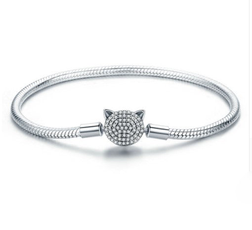 Women's Sterling Silver Crystal Cat Bracelet - Wnkrs