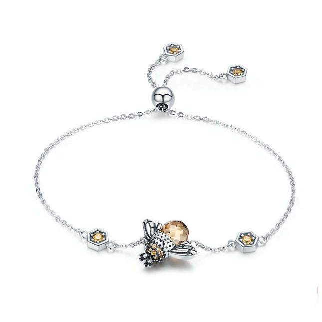 Silver Bracelet with Dancing Honey Bee Charm - wnkrs