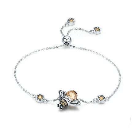 Silver Bracelet with Dancing Honey Bee Charm - wnkrs