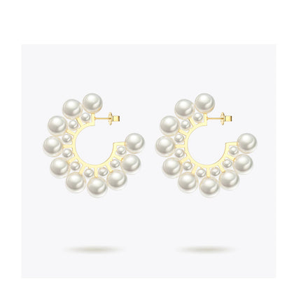 Women’s Modern Pearls Hoop Earrings - Wnkrs