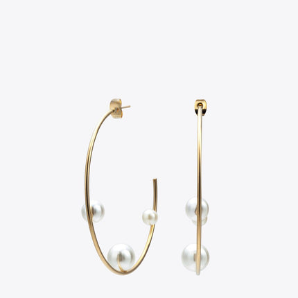 Women’s Stylish Pearls Hoop Earrings - Wnkrs