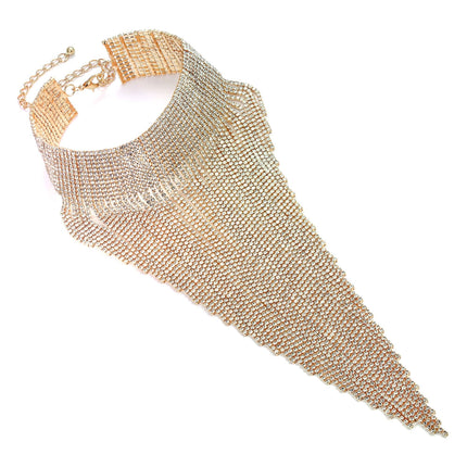 Women's Wide Tassel Crystal Choker - Wnkrs