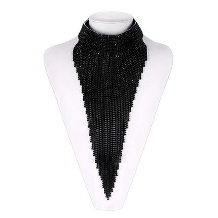 Women's Wide Tassel Crystal Choker - Wnkrs