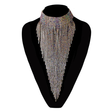 Women's Wide Tassel Crystal Choker - Wnkrs